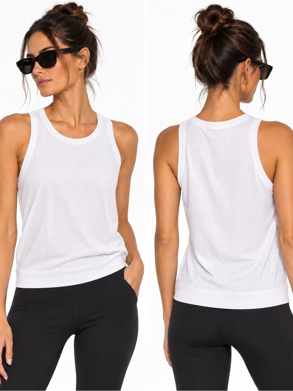 Athleta White Perforated Seamless Athletic Tank Top Size Small